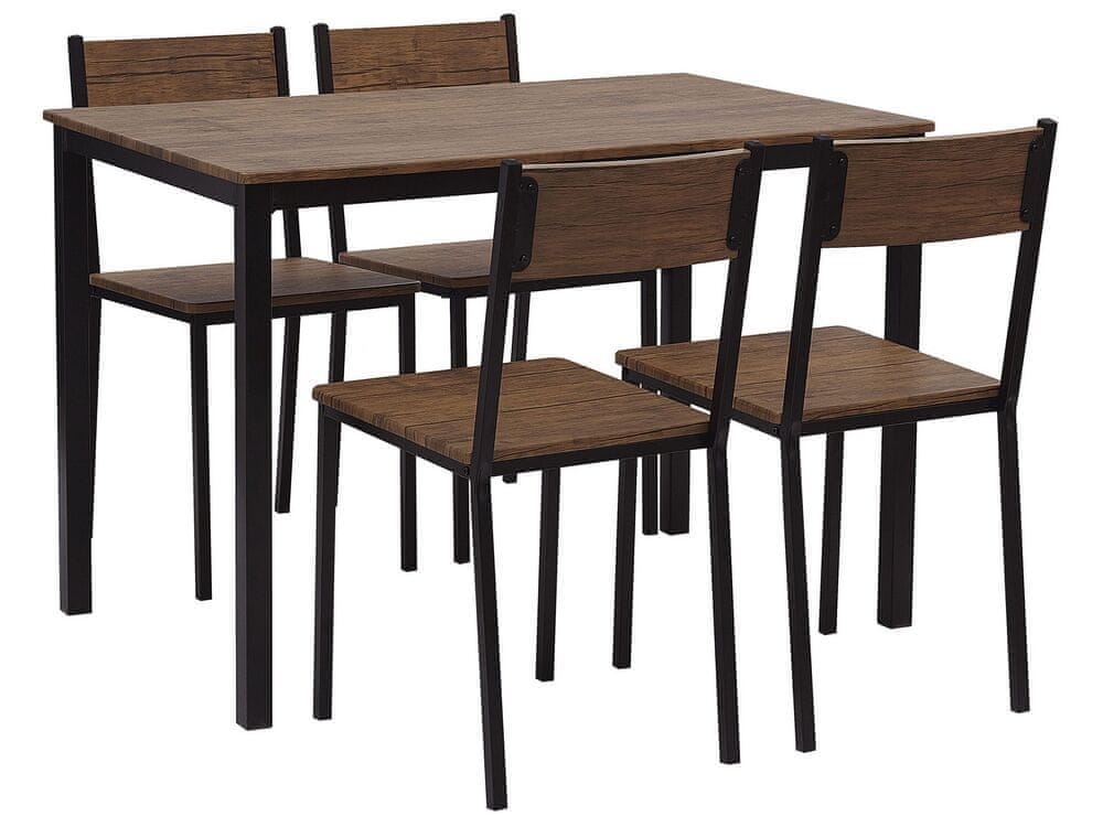 Beliani Jedálenská súprava stola a 4 stoličiek tmavé drevo/čierna HAMRY
